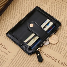 Hohe Qualität Pu Leder Brieftasche Männer mit Reißverschluss Tasche Casual Kleine Haspe Kreditkarteninhaber Mini Geld Geldbörse männlich