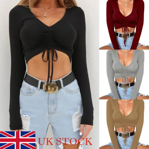 

2018 New Fashion Hot Sexy Charming Womens Ladies Print Tuxedo Wrap Over Shirt Crop Top Size 6-14