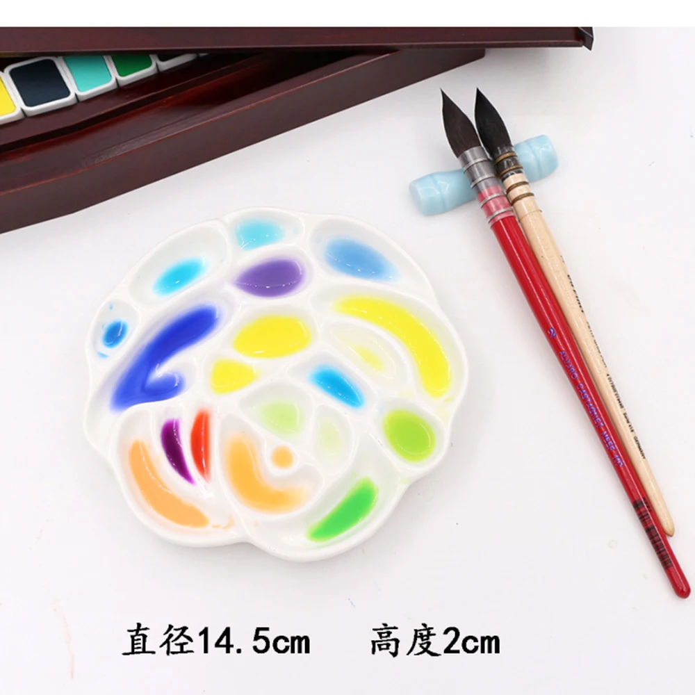 1pcs Ceramics Artist Paint Palette Rose Designed Tray For Watercolor