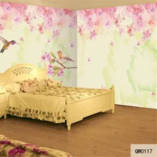 Пользовательские 3D печать DIY ткань и текстильные обои для стен ткань моющаяся птица цветок чернила живопись матовый шелк для гостиной спальни