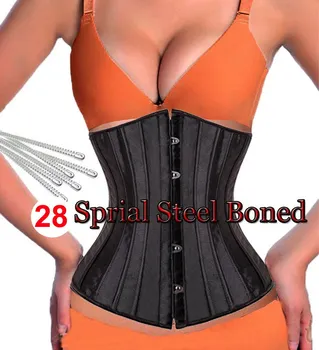 

Women Sprial Steel Boned Black Underwear 28 Bones Corset Shapewear Black White Corsets steampunk Plus size 6XL 5XL 4XL XL L M S