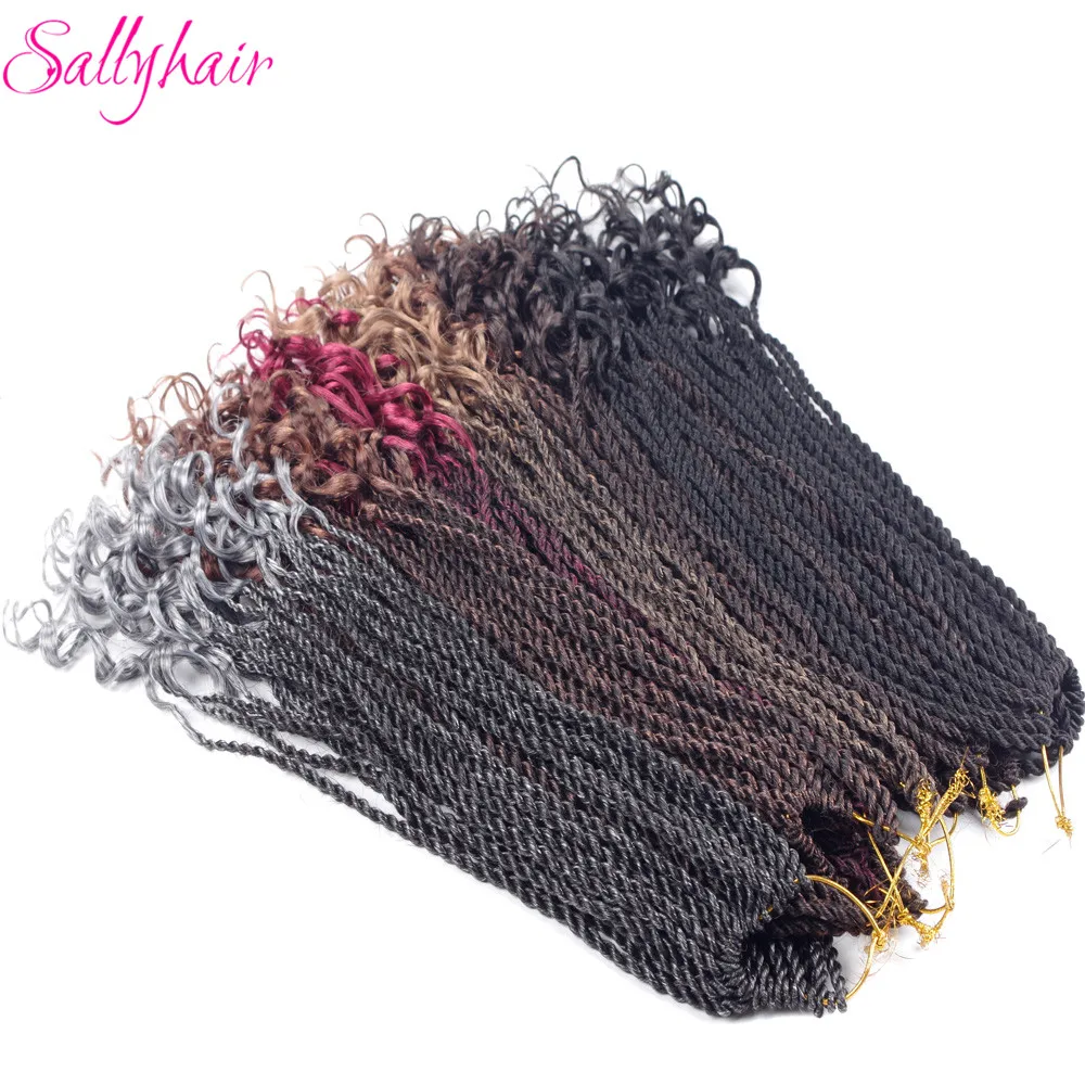 

Sallyhair Curly Senegalese Crochet Twist Braids Hair Crochet Braids Color Ombre Senegal Synthetic Braiding Hair Extensions Black