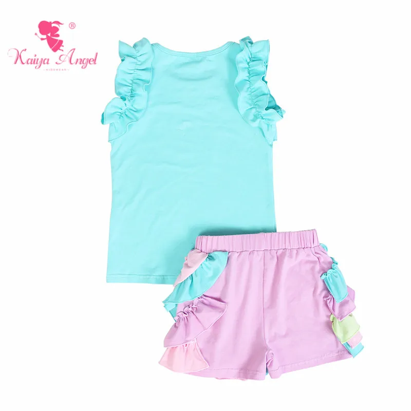 US $72.50 Kaiya Angel Boutique Kids Clothing Apple Green Cotton Top Light Purple Pink Pant Toddler Girls Summer Clothing Fashion Outfits