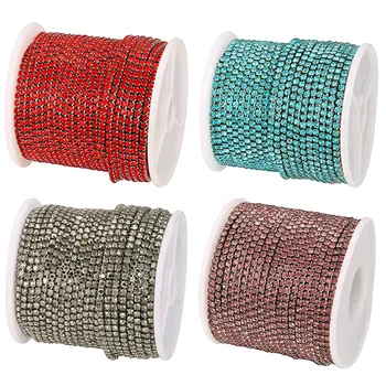 

ZHUKOU 1 Meter Glitter Crystal Rhinestones Chain For Clothing&Shoes AB Glass Rhinestones Chain With Claw Model:VL15