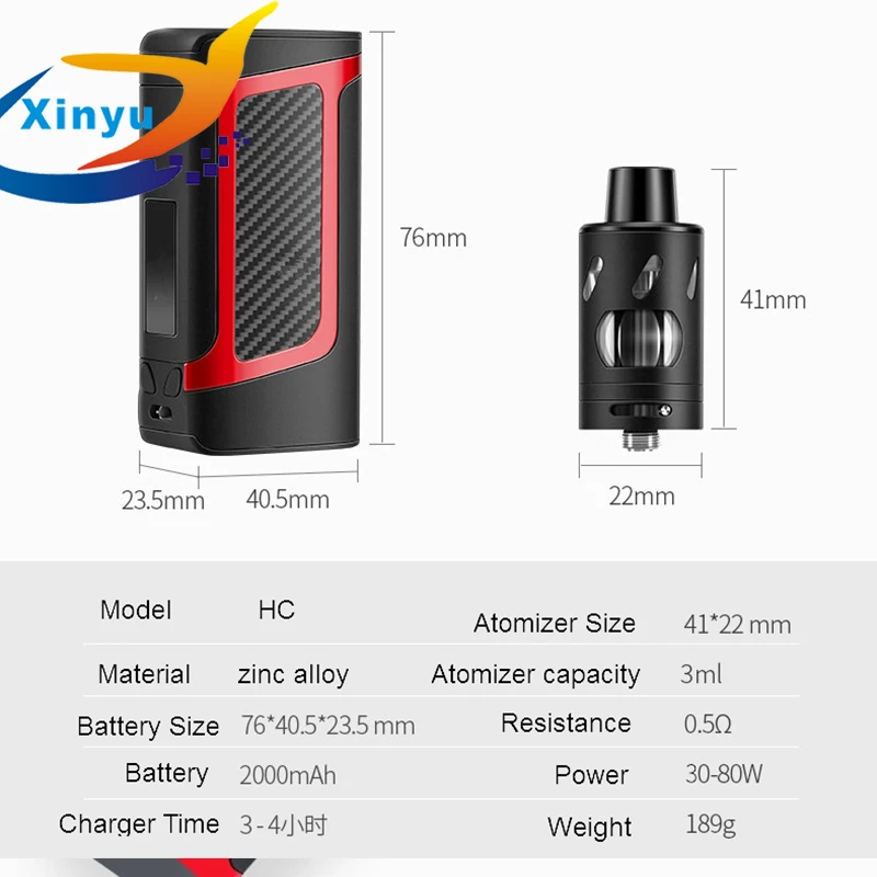 HOT Electronic Cigarette 80W Adjustable vape mod box kit 2000mah 0.5ohm battery 3.5ml tank e-cigarette Big smoke atomizer vaper