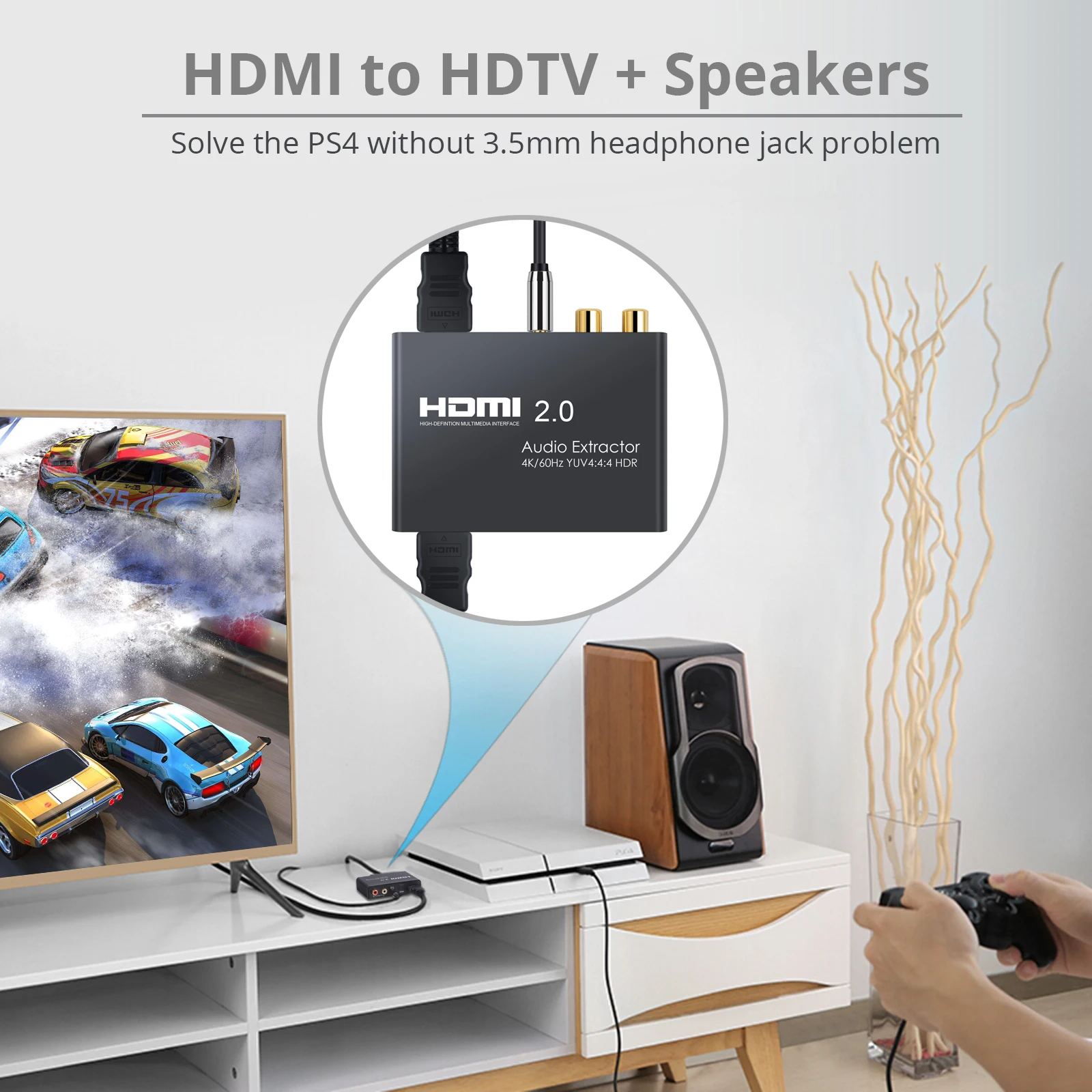 Proster HDMI в оптический TOSLINK SPDIF RCA L/R 3,5 мм наушники HDMI 2,0 аудио экстрактор поддержка 4K 60Hz YUV 4:4:4 и HDR адаптер