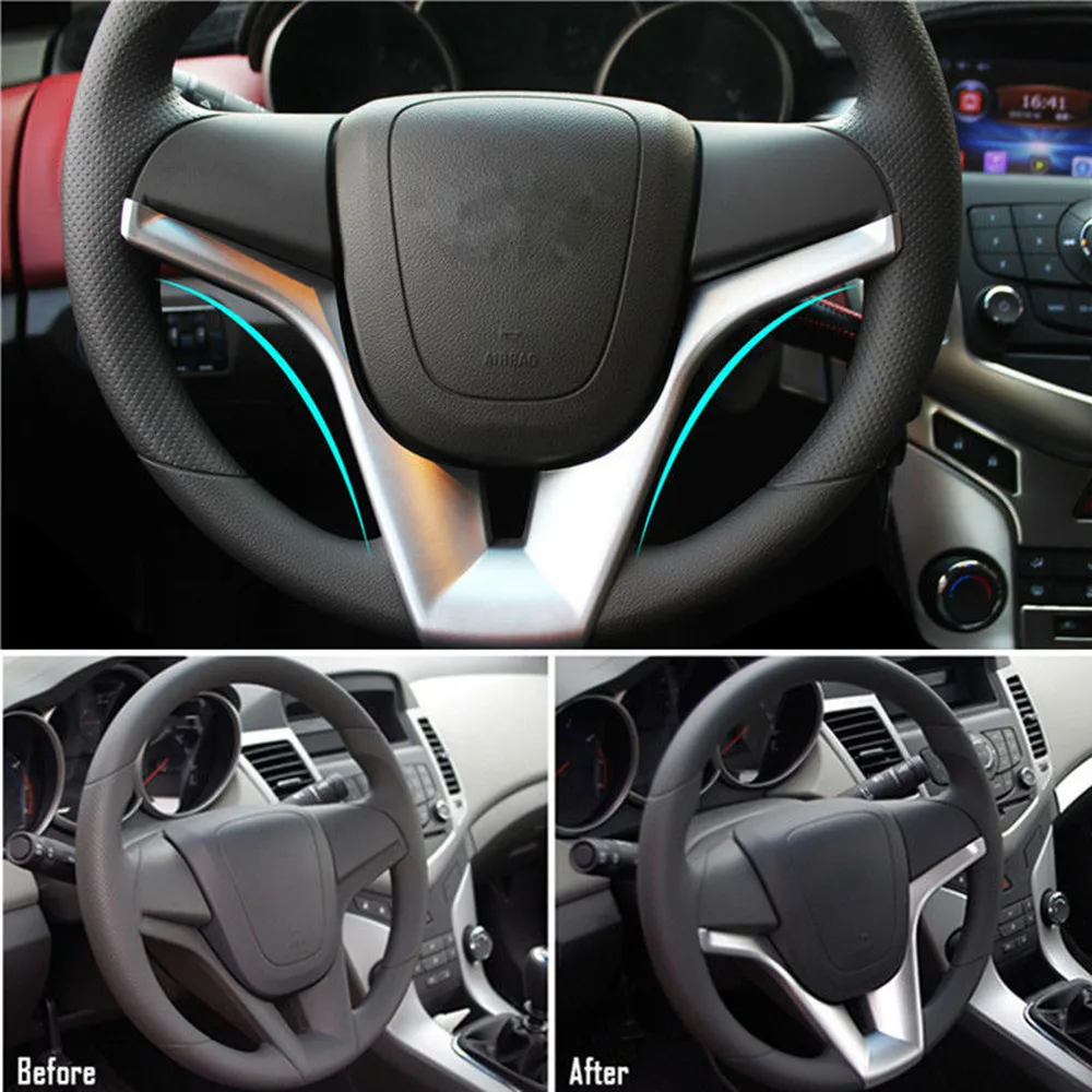 

ZUCZUG For Chevrolet Cruze 2009-2014 Chrome Car Auto Interior Steering Wheel Decorative Sequins Sticker Silver Cover Case TrimS