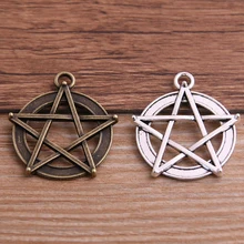 Breloques Pentacle Wicca en alliage métallique, finition bicolore, bricolage de Bracelet, collier, résultats de bijoux, 27x30m, 10 pièces