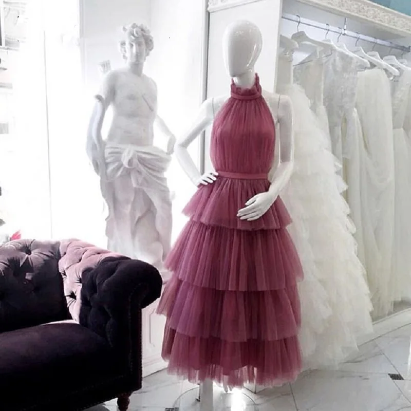 New-Arrival-Tiered-Tulle-Prom-Dresses-2019-White-Pink-Black-Custom-Made-Tea-Length-Eant-Women