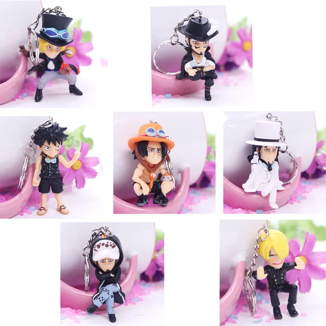 Best Offers New 7pcs/set anime one piece action figure key ring Luffy Ace Sabo Law Hawkeye Sanji Lucci figure model toys keychain gift doll