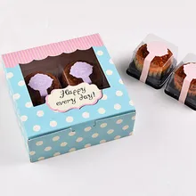 Винтажный синий горошек украшение окно узор маленький десерт торт коробка яйцо tart держатель упаковочные коробки упаковка