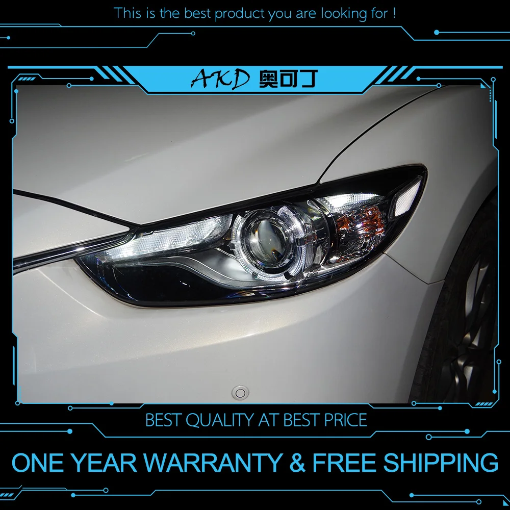 

AKD tuning cars Headlight For Mazda 6 Atenza 2013-2016 Headlights LED DRL Running lights Bi-Xenon Beam Fog lights angel eyes