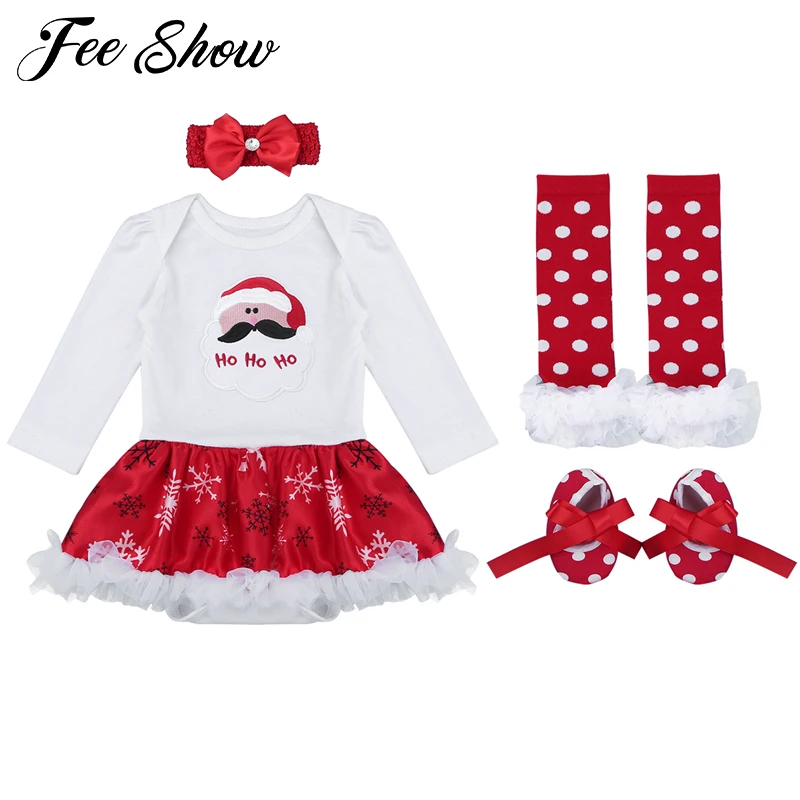 

3 6 9 12 18 Months Infant Baby Girls Christmas Clothing Set Winter Cotton Long Sleeves Santa Rompers Birthday Party Cosplay Gift