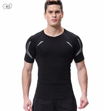 Компрессионная футболка с коротким рукавом для мужчин, лето, бодибилдинг, спортивная одежда для фитнеса, мужские спортивные топы, быстросохнущие облегающие футболки для бега