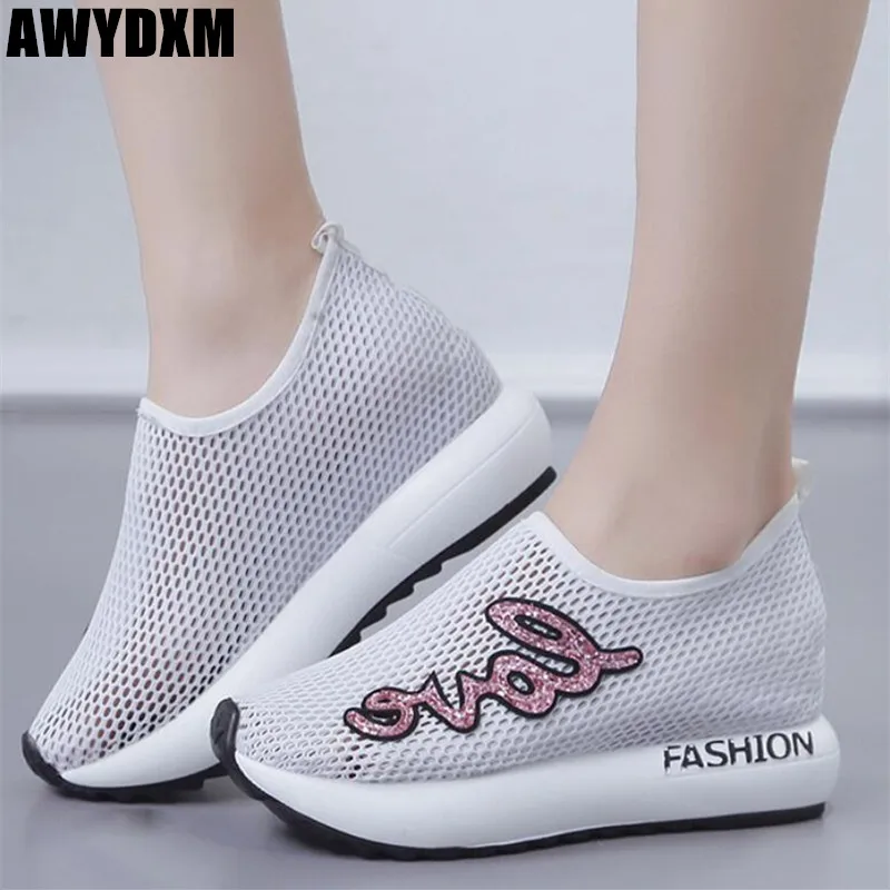 

Women casual shoes summer Mesh Breathable platform shoes new ladies Round head light slip on Leisure sneakers woman shoes S348