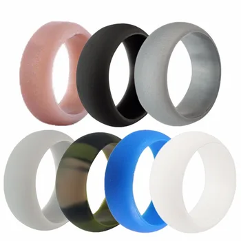 

Silicone Rings Wedding Band for Men - Pack 7 - 8.7mm Wide(2mm Thick) - Assorted Size - Deep Grey, White, Blue, Light Grey, Olive