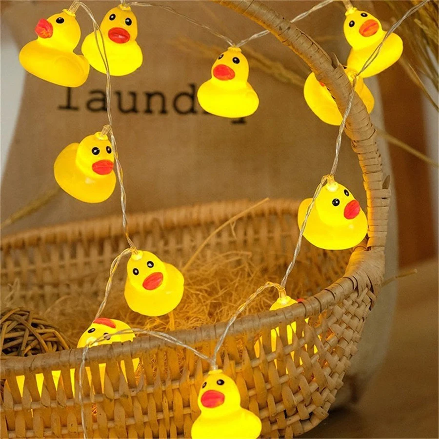 

Battery Operated 10Leds/20Leds Yellow Duck LED String Lights Christmas Wedding Party New Year Decoration Led Lights Garland