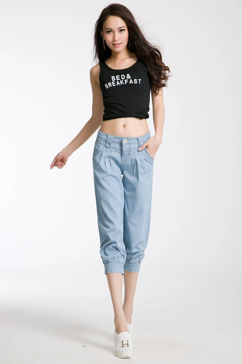 Women pencil jeans thin Slim nice significantly leg pants elastic feet female trousers Spring elastic waist