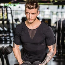 LANTECH мужское компрессионное трико рубашка беговые фитнес-упражнения тренажерный зал тренировки Спортивная тренировочная рубашка Формирователи живота Бодибилдинг