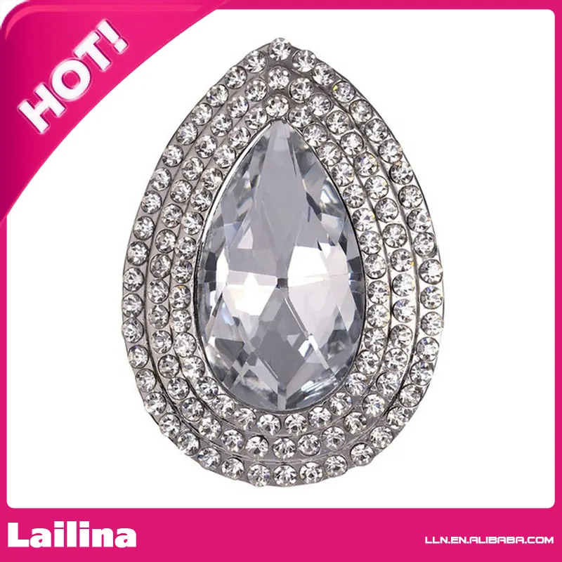 

Silver Plated Water Drop Brooch Pin Jewelry Clear Crystal