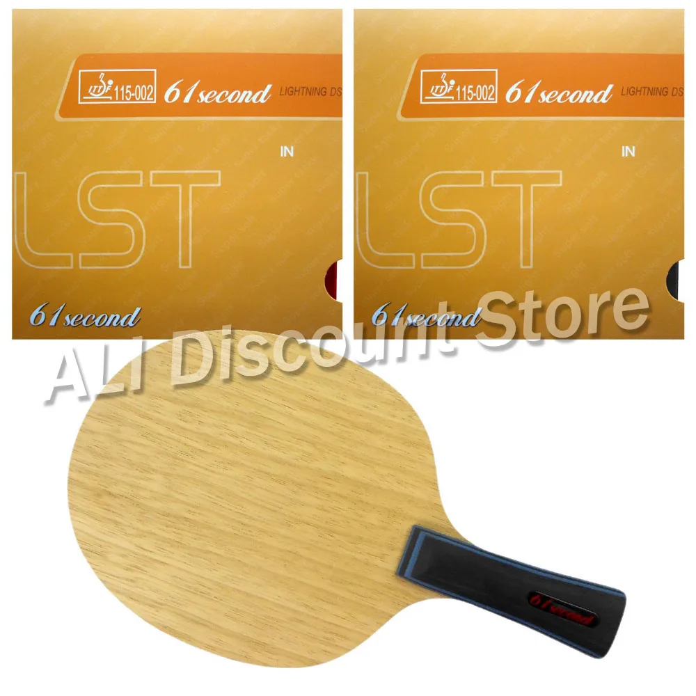 

61second 3003 Blade with 2x Lightning DS LST Rubbers for a Table Tennis Combo Racket with a free full case FL