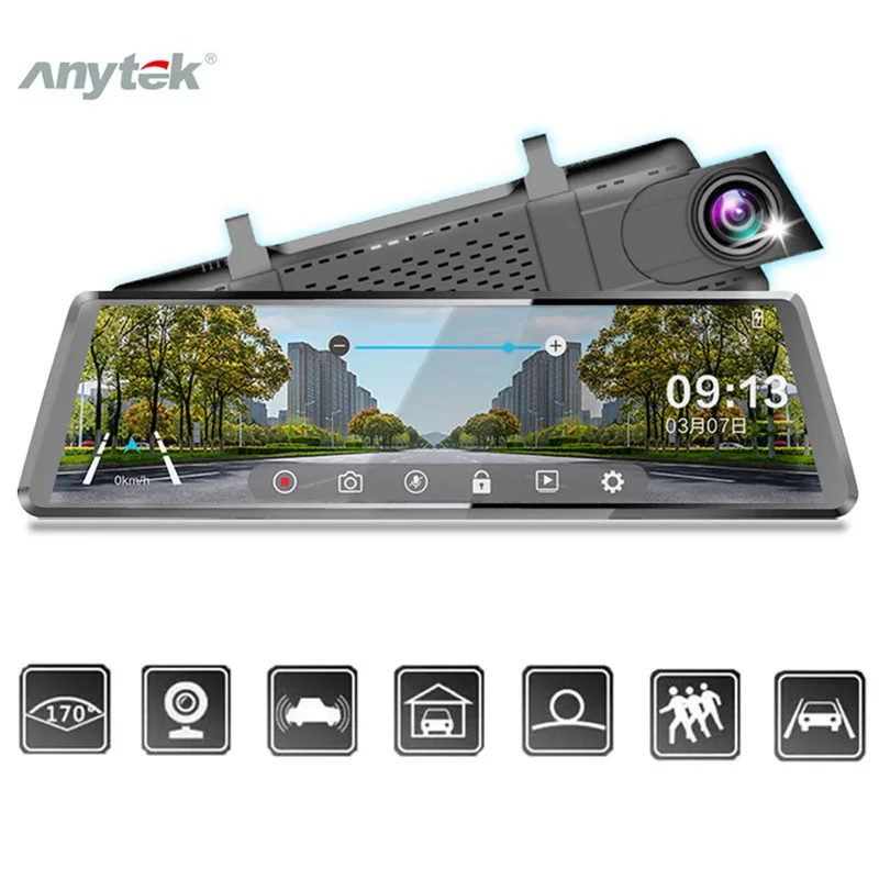 

Rearview Mirror Camera 10 " Panoramic Touch Screen 1080P HD Night Vision Dual Lens Cyclic Recording Dash Cam Camera A2107
