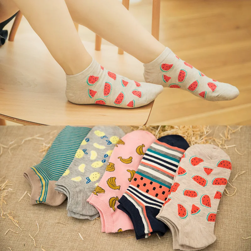 5pair/lot Summer Cartoon Animals Watermelon Cat Pattern Women Short Socks Stripe Cute Cotton kawaii Funny Socks Female Meias 5pair/lot Summer Cartoon Animals Watermelon Cat Pattern Women Short Socks Stripe Cute Cotton kawaii Funny Socks Female Meias