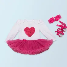 Комплекты одежды принцессы для новорожденных Комбинезоны с сердечком и длинными рукавами для маленьких девочек платье-пачка кружевная чулочная Обувь Детский комбинезон для дня рождения