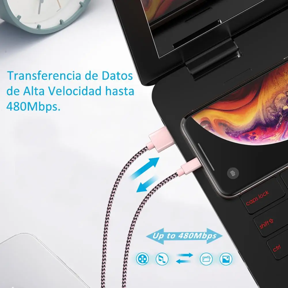 ل فون USB كابل شحن سريع 2.1A كابل يو اس بي ل فون XR XS ماكس 8 7 6 6 s 5 الهاتف المحمول كابلات البيانات ل فون 7