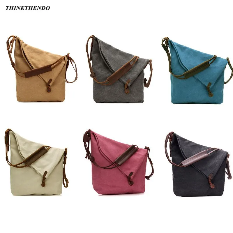 

THINKTHENDO Vintage Canvas Crossbody Bag for Women and Men Messenger Purse Shoulder Bag 2019