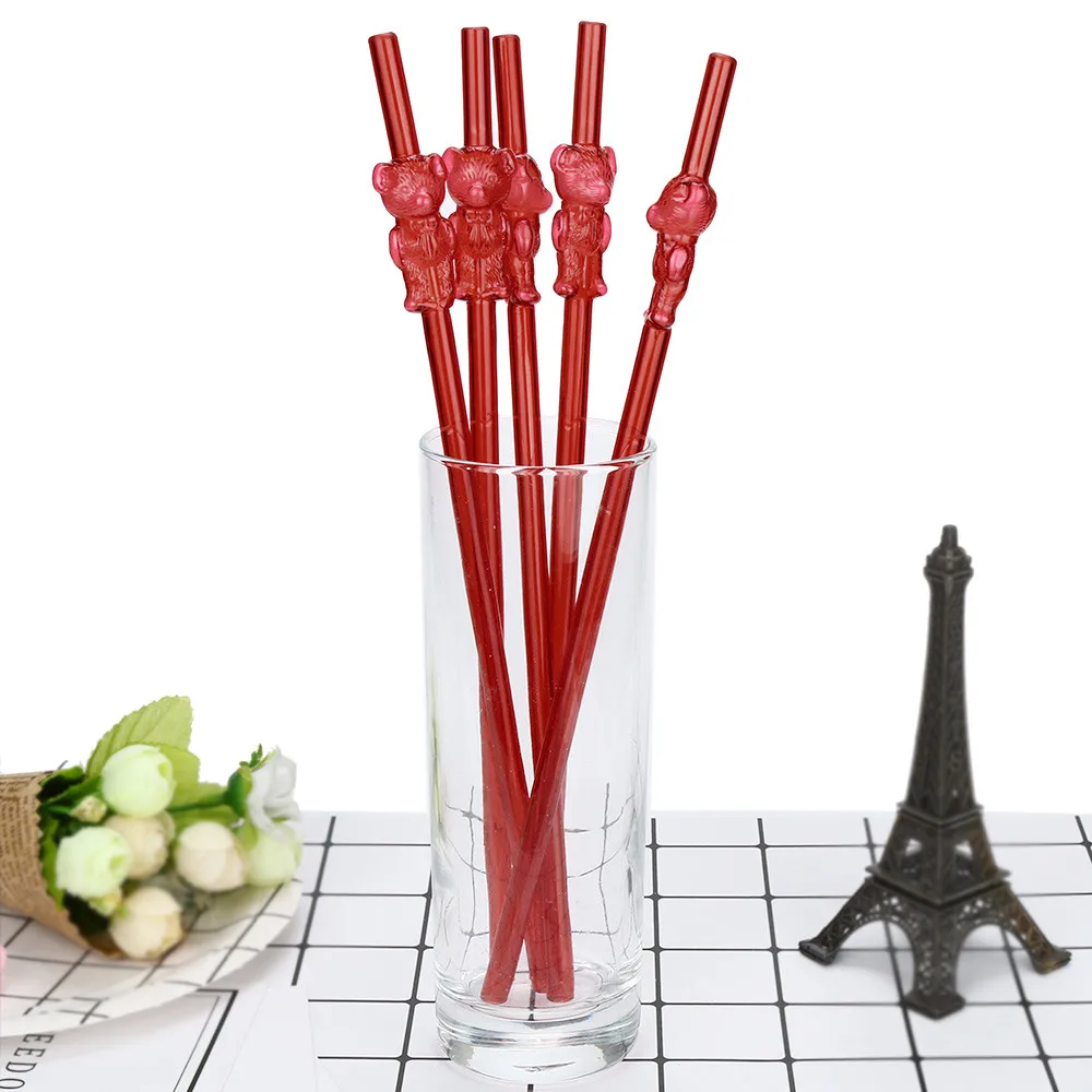 

New 5 Pcs Hawaiian Theme 3D Fruit Summer Party Colorful Cocktail Drink Straw Funny Children Wedding Anniversary Party