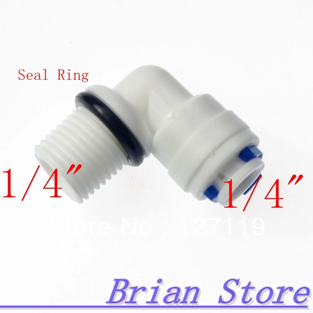 

1/4" OD Quick Hose Connection 1/4" Male Elbow with Seal Ring Connector RO Water Reverse Osmosis Aquarium System fittings
