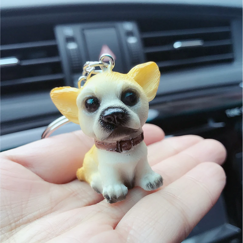 

Lovely Resin dog key ring Corgi bulldog pet dogs keychains puppy keyring Jewelry bag charms Key Chain For Women Car Keychain