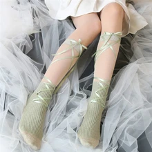 Чулки в Стиле Лолита, японские весенне-летние длинные носки с крестиками, носки принцессы до икры, 5 цветов H