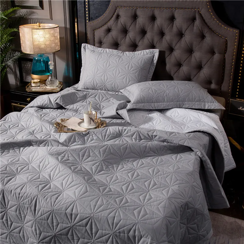 3 шт. серый комплект стеганого постельного покрывала подушки Shams ...