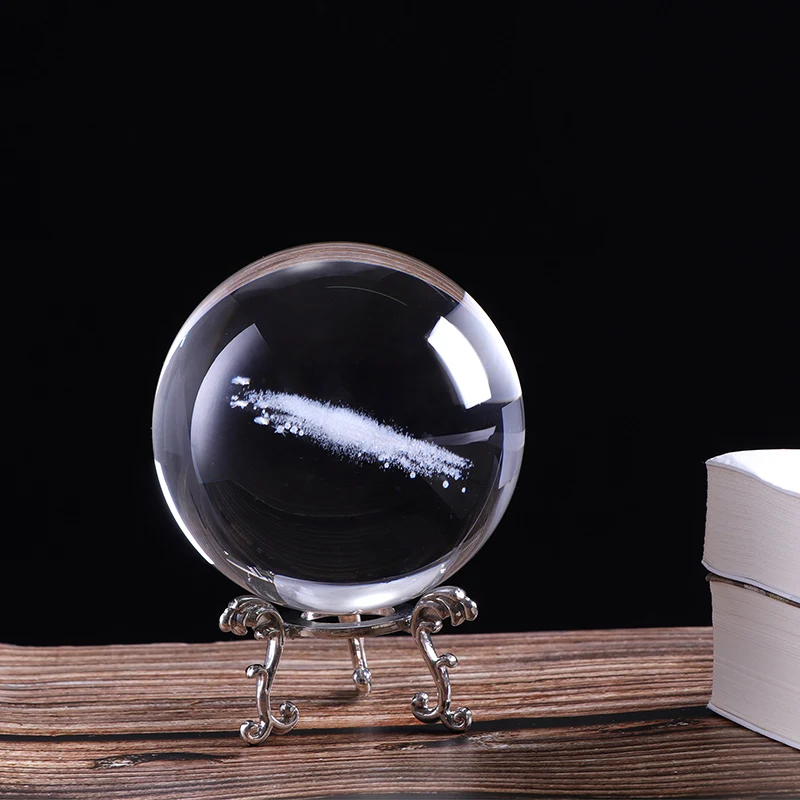 Big Sale  6cm 3D Crystal Ball Laser Engraved Quartz Glass Home Decoration Astronomy Miniatures Gifts Art Craf 