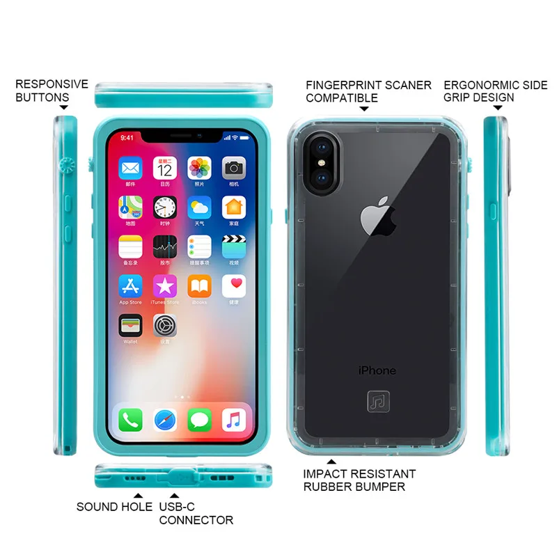 IP68 настоящий водонепроницаемый чехол для телефона iPhone X под водой iPhonex