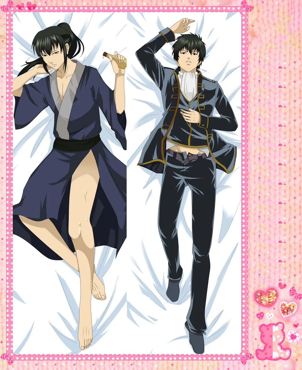 Anime Cartoon Gintama Double Bolster Hugging Pillow Case Cover Pillowcase Peach Skin 2 Way No.9014 | Дом и сад