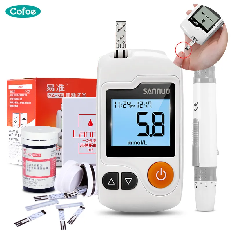 Cofoe GA 3 Blood Glucose Meter Diabetic Monitor with 100 Strips and 100