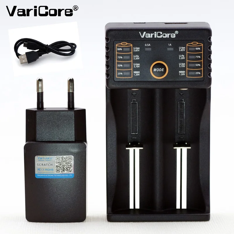 VariCore V20i 1,2 V/3 V/3,7 V/4,25 V 18650/26650/18350/16340/18500/зарядное устройство для никель-кадмиевых или никель-металл-элементов питания типа AAA-умное usb-устройство для Зарядное устройство 5V 2A штепсельной вилки