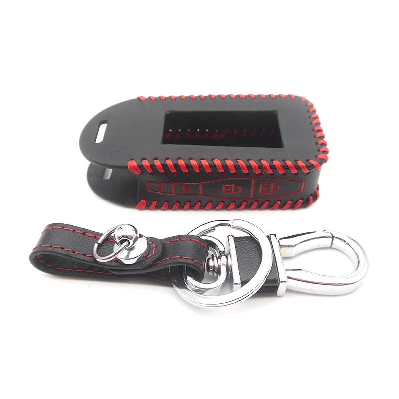 

E90 Leather Key Cover For Starline E90 E91 E60 E61 E62 LCD Remote Control Only Two Way Car Alarm Keychain Case
