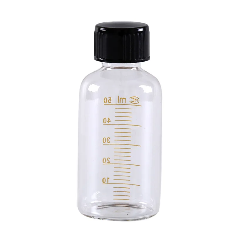 New 50ML Plastic Black Screw Cap On Cover Graduation Sample Vials Round Glass Reagent Bottle |