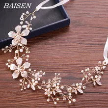 Свадебная повязка на голову с цветами, жемчужные украшения для волос, женские свадебные ободки, цветочные украшения для волос, аксессуары для невесты, повязка на голову