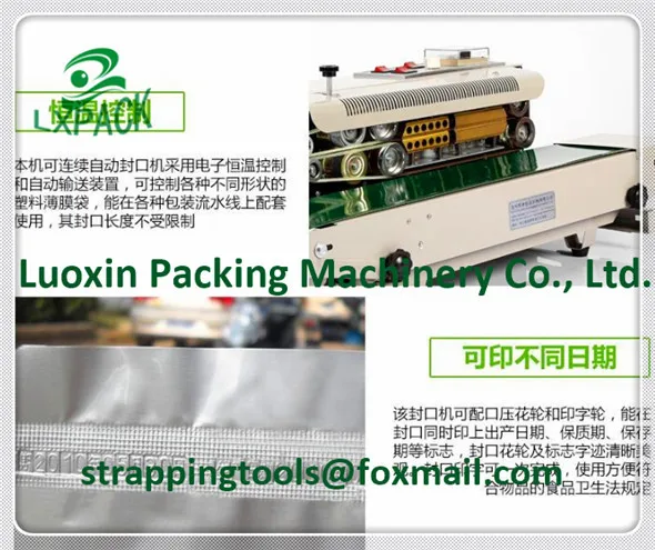 Horizontal Vertical Portable Stainless Steel Tilt Head Continuous Band Sealers Rapid Tabletop Free Standing Benchtop Band Sealer with Dry Ink Coding30
