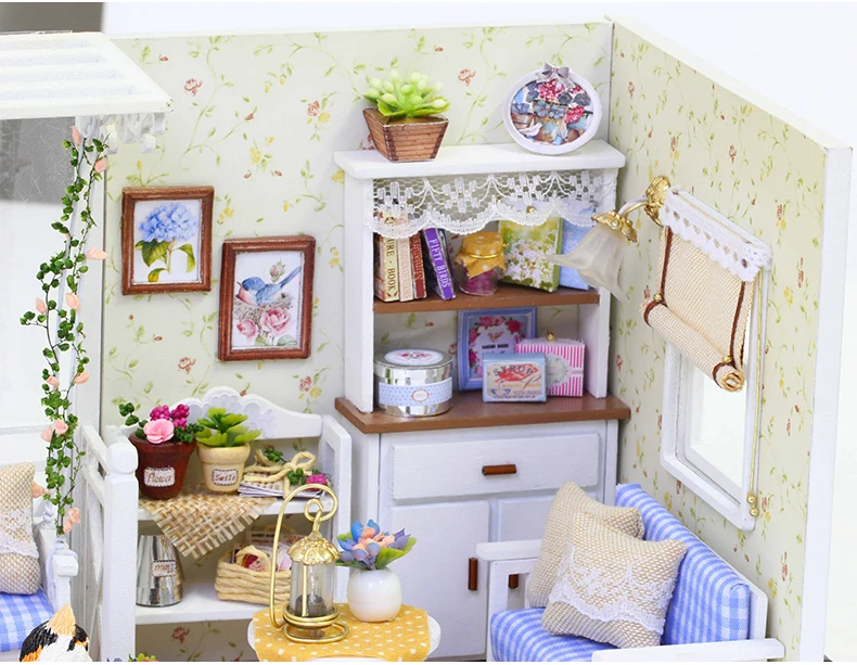 Миниатюрный DIY Кукольный дом деревянный Miniatura кукольные домики мебель сборный комплект ручной работы модель Кукольный домик игрушка для детей подарок h13