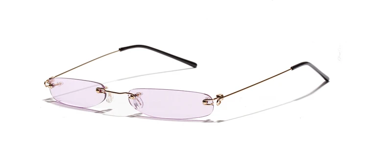 Peekaboo крошечные узкие прямоугольные солнцезащитные очки для женщин без оправы тонкий конфетных цветов маленькие солнцезащитные очки для мужчин прозрачные линзы uv400 - Цвет линз: clear purple