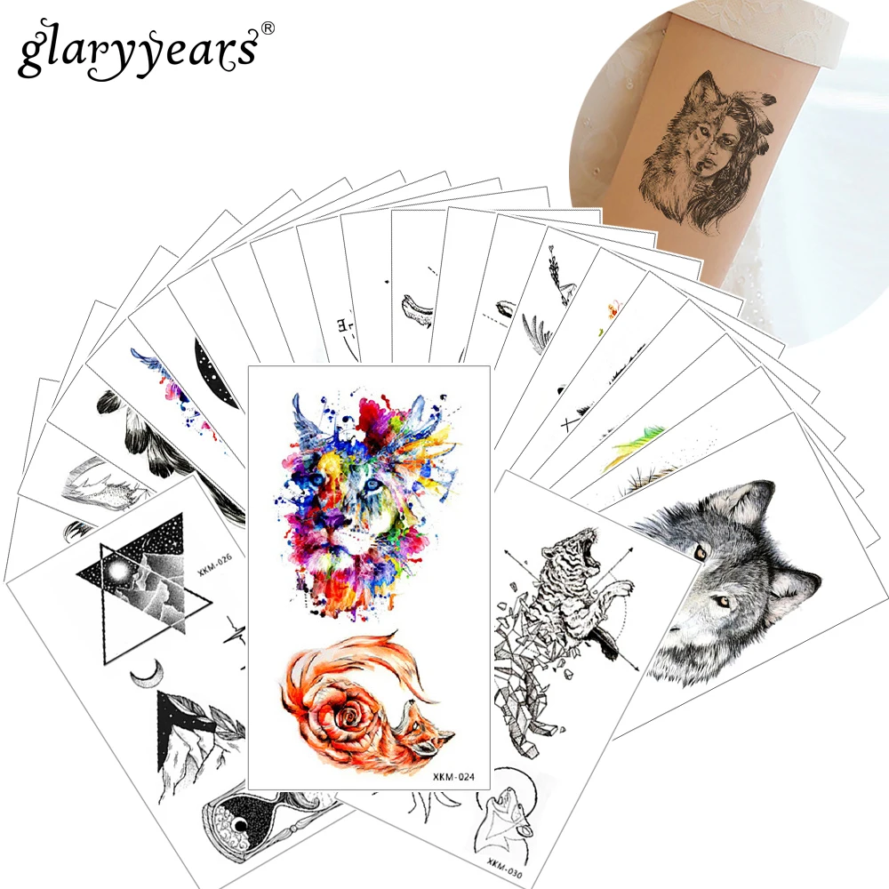 

glaryyears Small Arm Temporary Tattoo Sticker Cool Fake Line Tatoo Wolf Flash Tatto Waterproof Small Body Art Men Women XKM 2019