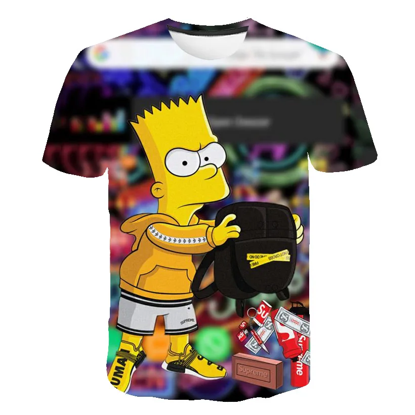 

2019 Latest Men Leisure Harajuku Cartoon Funny T-shirt Men Tops tee Simpson Snoopy and other animation 3D printing Fashion Tee