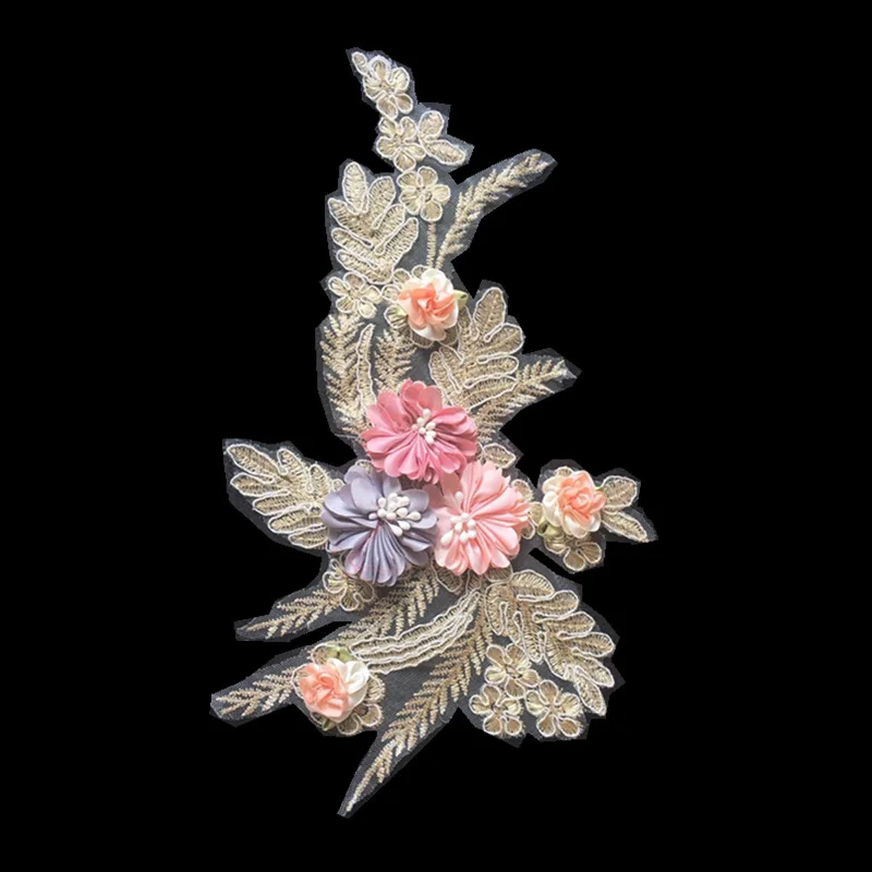 30*17cm Beaded Embroidery Flowers Patches DIY Hand-stitched Jeans Skirt Cloth Applique Embroidered | Дом и сад