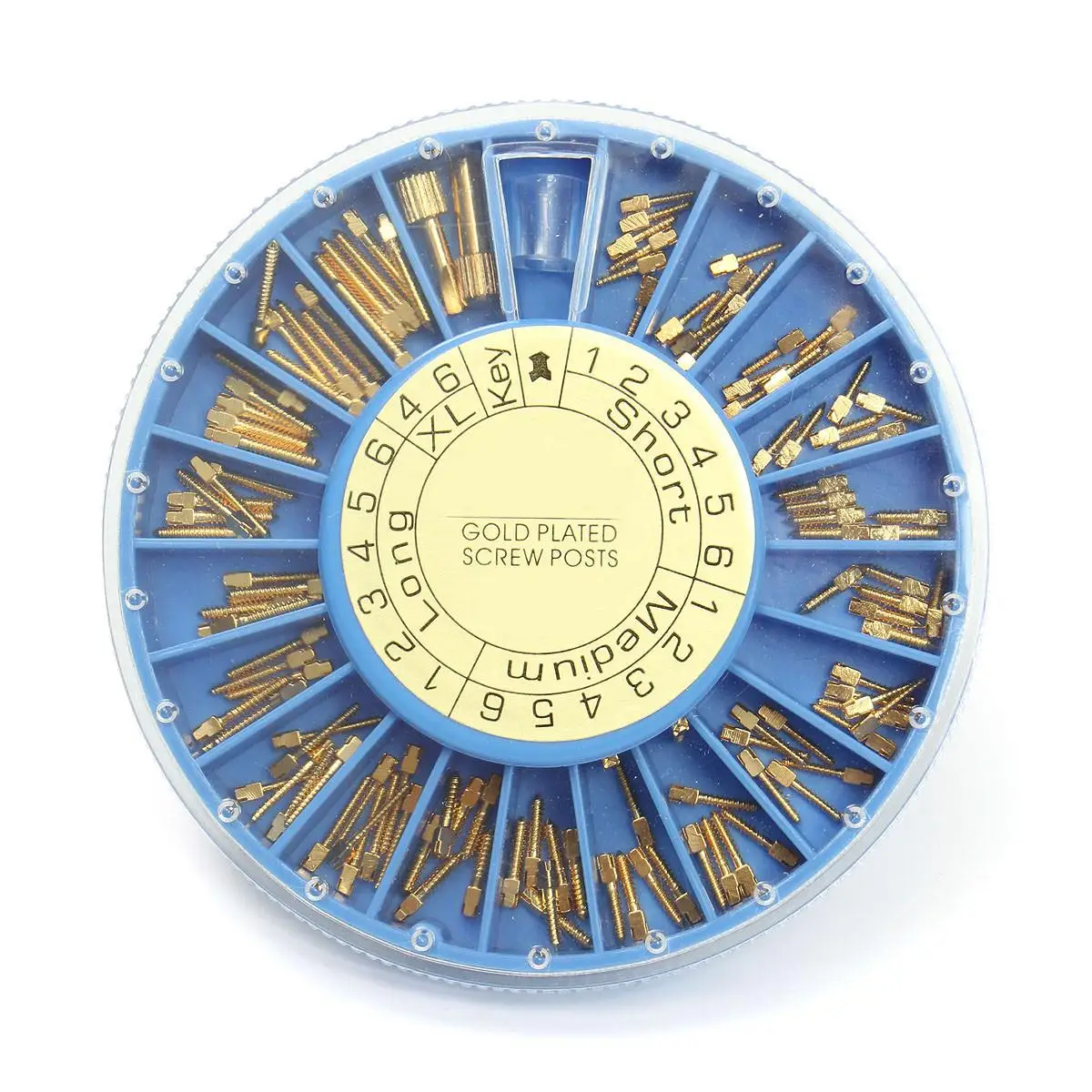 

New 120pcs/box Dentist Conical Screw Posts Kits Tool Conical Nordin Dental Material Gold Plated Tapered Refills Files With 2 Key